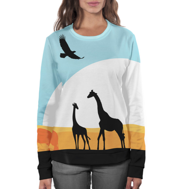 Женский свитшот с изображением Жирафы цвета Белый