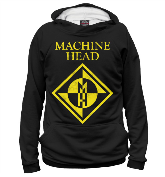 Мужское худи с притом Machine Head цвета Белый Мужское худи с изображением Machine Head цвета Белый