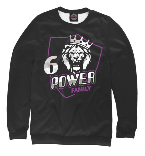 Мужской свитшот с изображением 6 power family фиолетовый цвета Белый