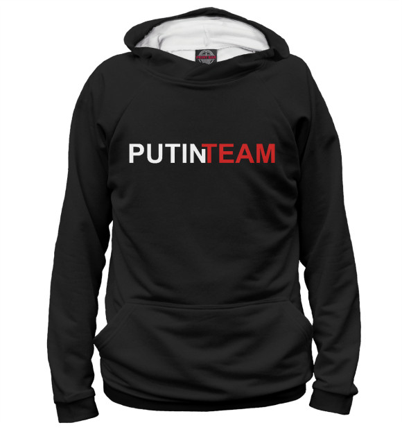 Женское худи с изображением Путин Team цвета Белый