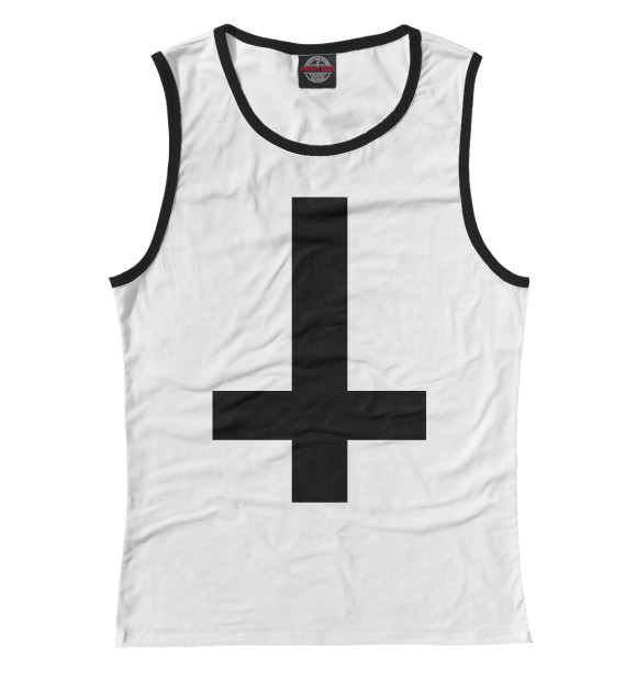 Женская майка с изображением Перевёрнутый крест цвета Белый