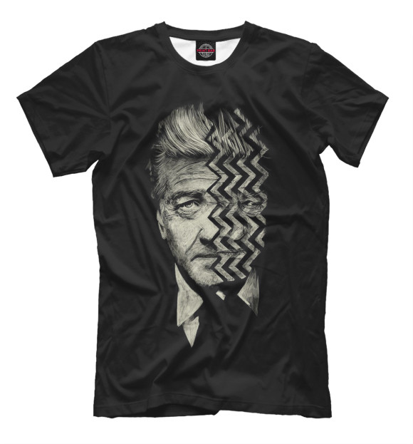 Мужская футболка с изображением Twin Director David Lynch цвета Черный