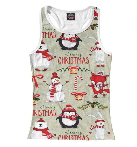 Женская майка-борцовка с изображением Christmas цвета Белый