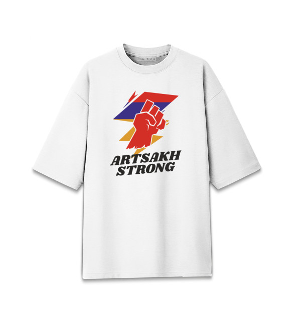 Женская футболка оверсайз с изображением Artsakh Strong цвета Белый