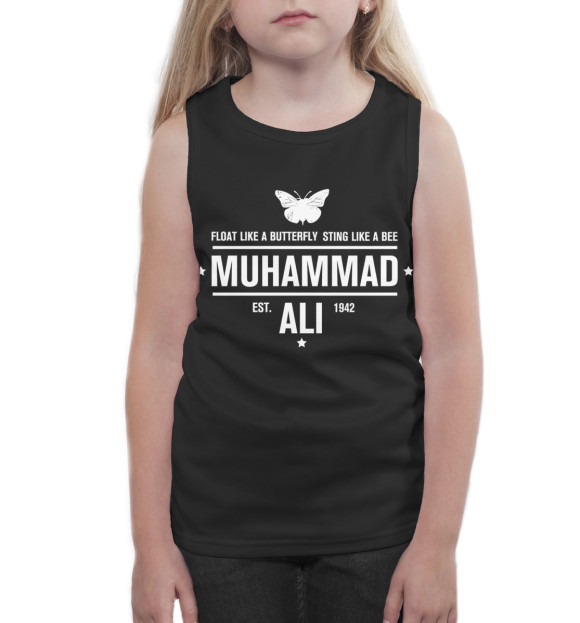 Майка для девочки с изображением Мухаммед Али цвета Белый