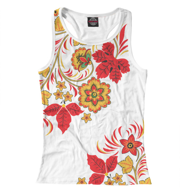 Женская майка-борцовка с изображением Хохлома цвета Белый