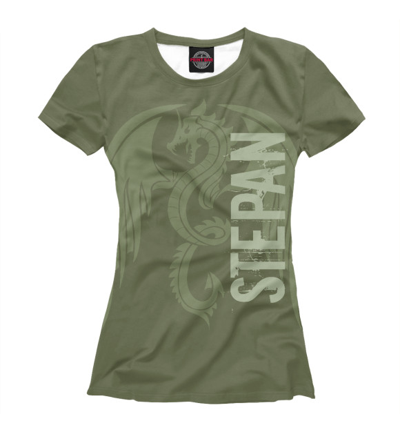 Женская футболка с изображением Степан и дракон цвета Белый