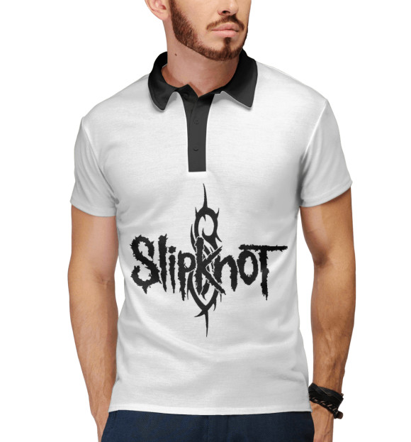 Мужское поло с изображением Slipknot цвета Белый