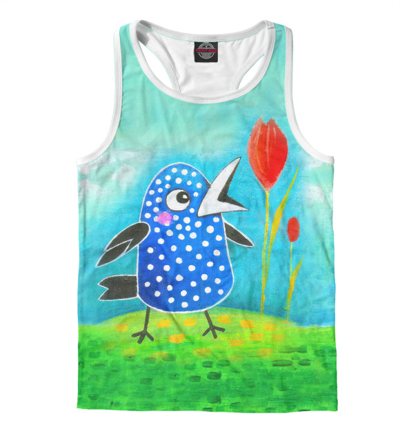 Мужская майка-борцовка с изображением Галчонок цвета Белый