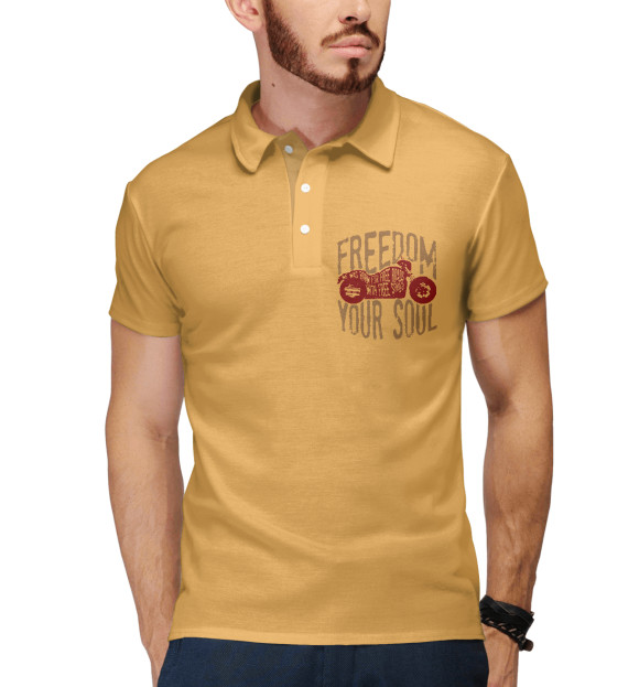 Мужское поло с изображением Freedom in Your Soul цвета Белый