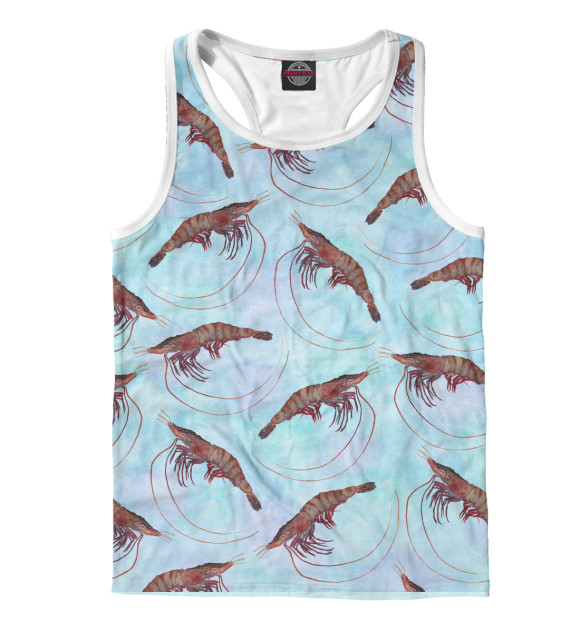 Мужская майка-борцовка с изображением Креветки цвета Белый