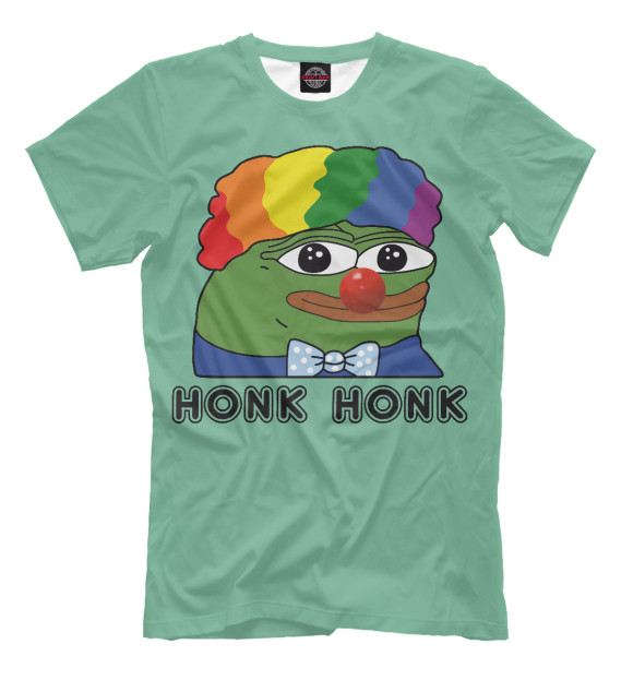 Мужская футболка с изображением Pepe clown green цвета Белый