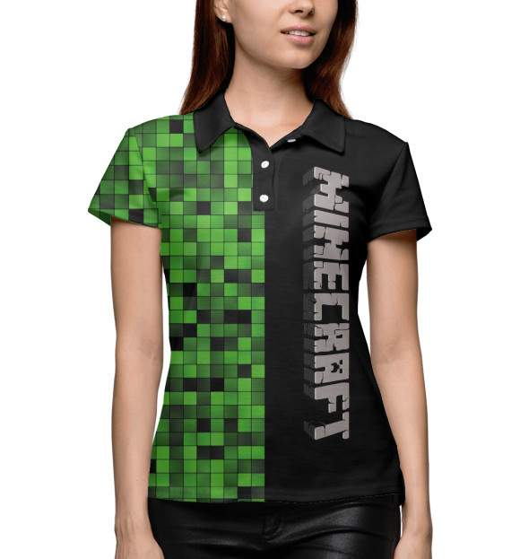 Женское поло с изображением Minecraft цвета Белый