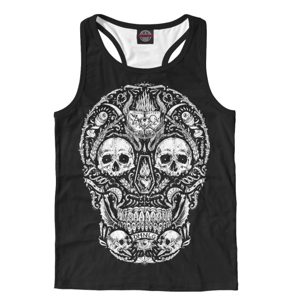 Мужская майка-борцовка с изображением Портрет черепа из черепов цвета Белый