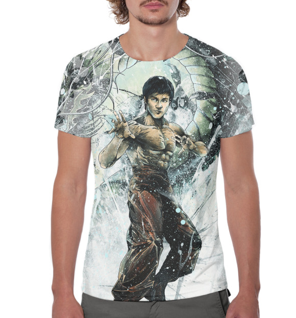 Мужская футболка с изображением Брюс Ли цвета Белый