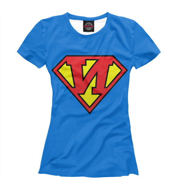Женская футболка с изображением Супер И цвета Белый