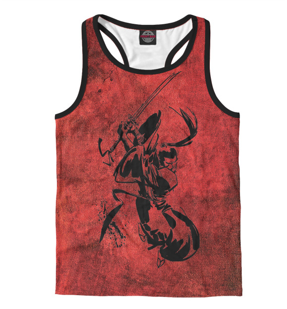 Мужская майка-борцовка с изображением Самурай цвета Белый