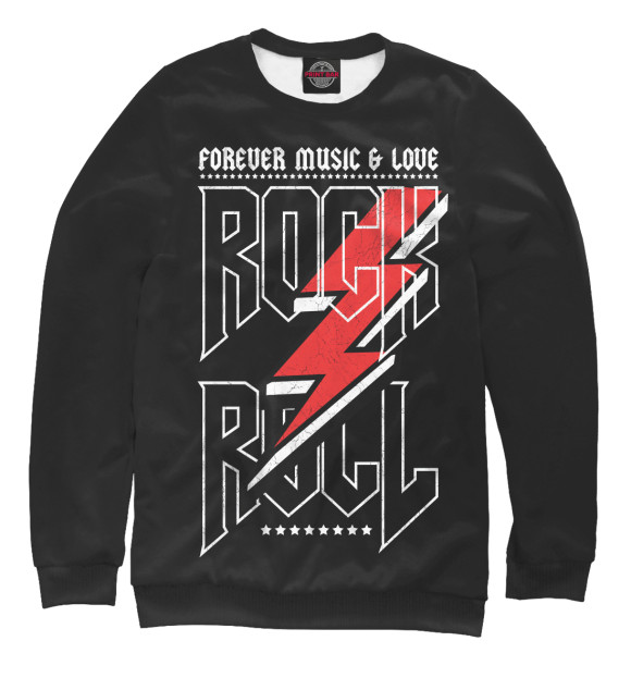 Свитшот для девочек с изображением Rock'n'Roll цвета Белый