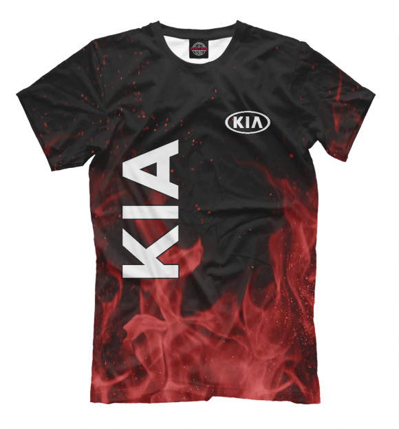 Мужская футболка с изображением KIA red fire цвета Черный