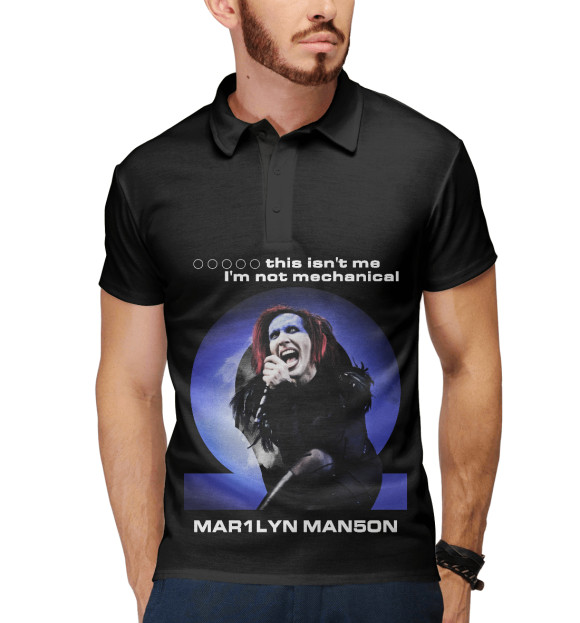 Мужское поло с изображением Marilyn Manson цвета Белый