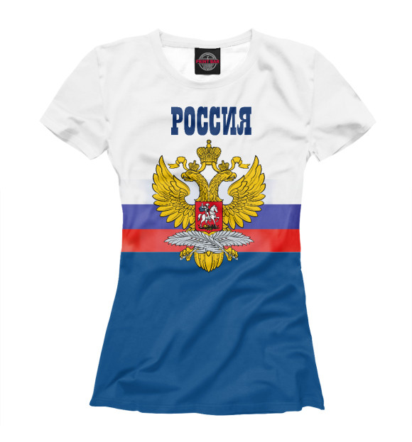 Футболка для девочек с изображением Герб России цвета Белый