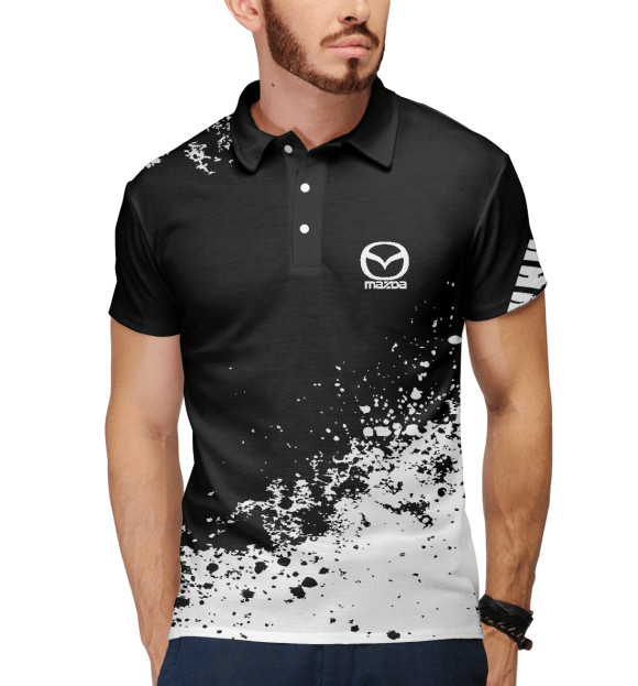 Мужское поло с изображением Mazda abstract sport uniform цвета Белый
