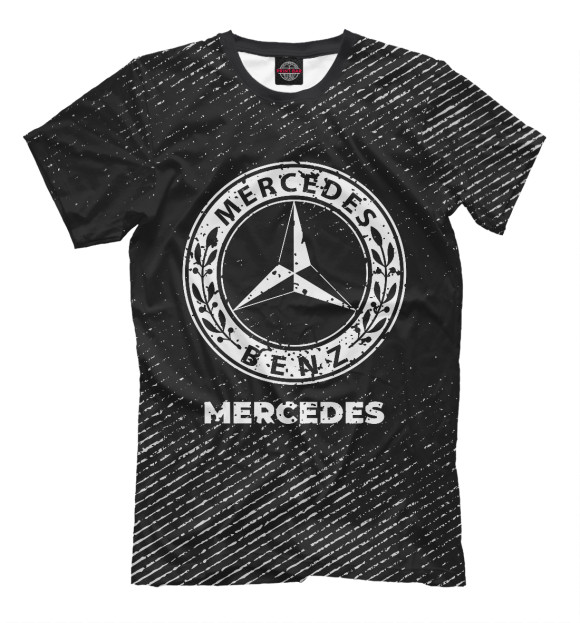 Мужская футболка с изображением Mercedes гранж темный цвета Белый