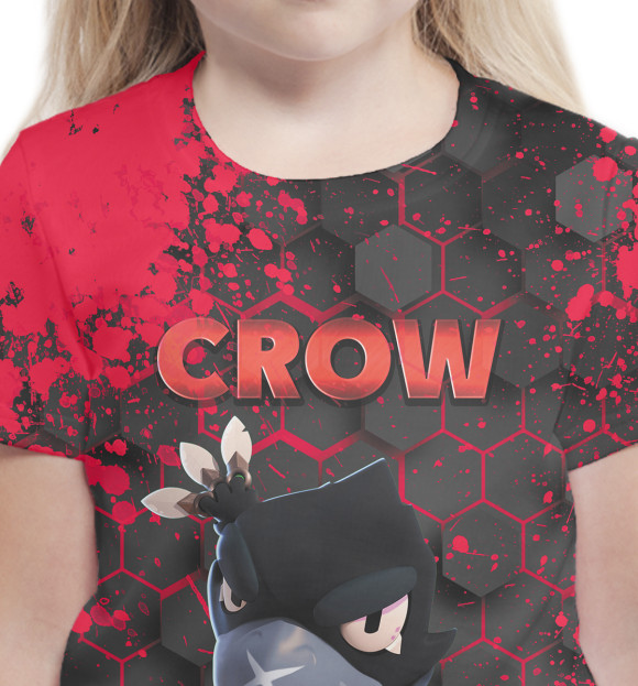 Футболка для девочек с изображением Brawl Stars Crow цвета Белый