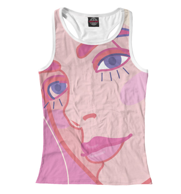 Женская майка-борцовка с изображением Яркий женский портрет цвета Белый