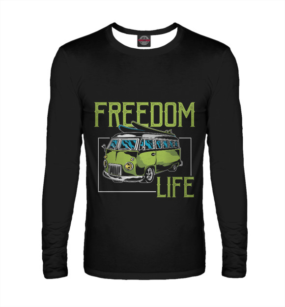 Мужской лонгслив с изображением Freedom life цвета Белый