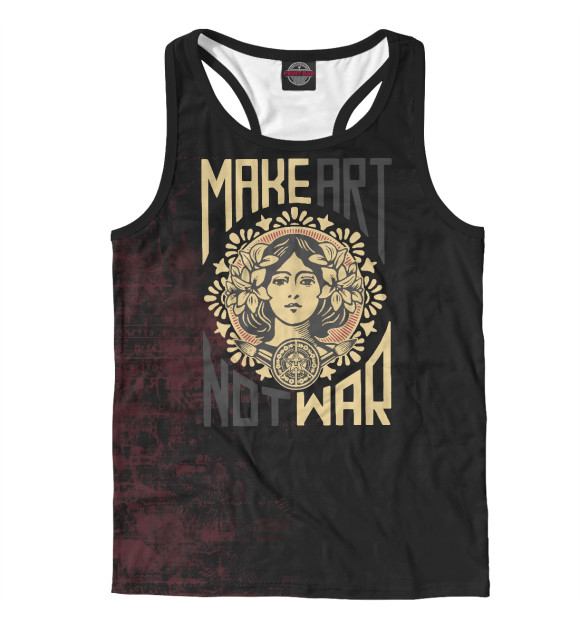 Мужская майка-борцовка с притом Make Art Not War цвета Белый Мужская майка-борцовка с изображением Make Art Not War цвета Белый