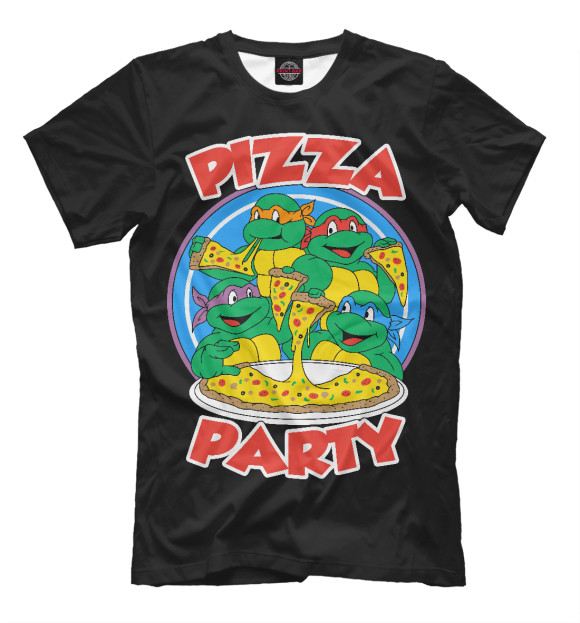 Футболка для мальчиков с изображением Pizza Party цвета Черный
