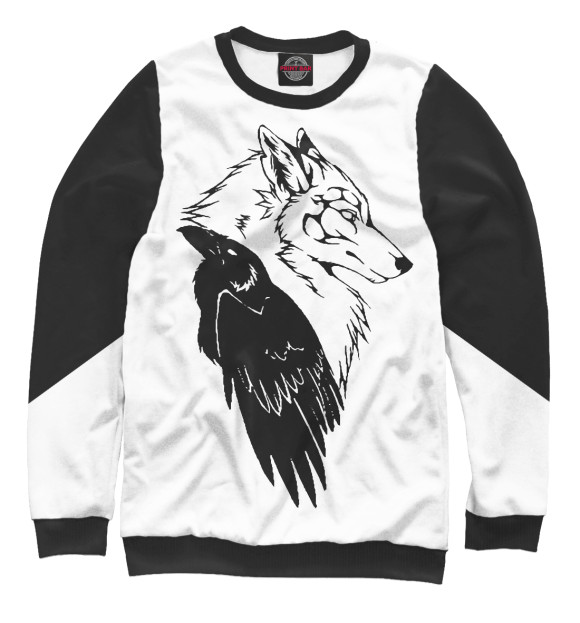 Свитшот для девочек с изображением Wolf & Raven цвета Белый