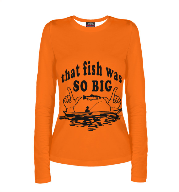 Женский лонгслив с изображением That fish was so big цвета Белый