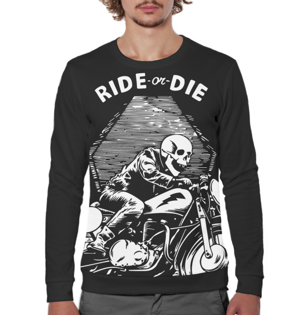Мужской свитшот с изображением Ride or Die цвета Белый