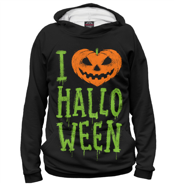 Худи для девочки с изображением I Love Halloween цвета Белый