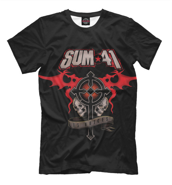 Мужская футболка с изображением SUM41 цвета Черный