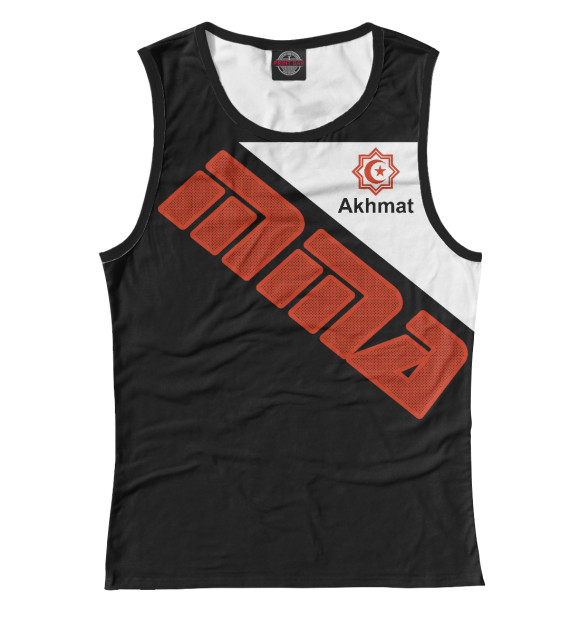 Женская майка с притом Akhmat Fight Club MMA цвета Белый Женская майка с изображением Akhmat Fight Club MMA цвета Белый