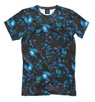 Мужская футболка Синие листья dark