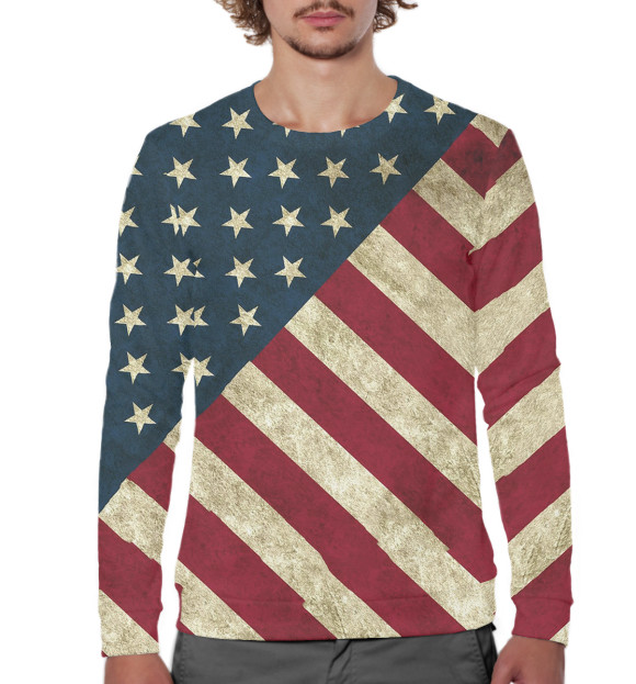 Мужской свитшот с изображением Флаг США цвета Белый