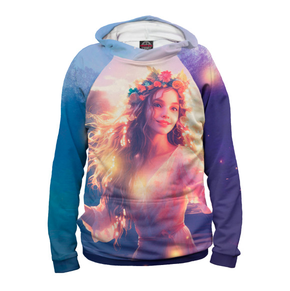 Женское худи с изображением Ивана Купала цвета Белый