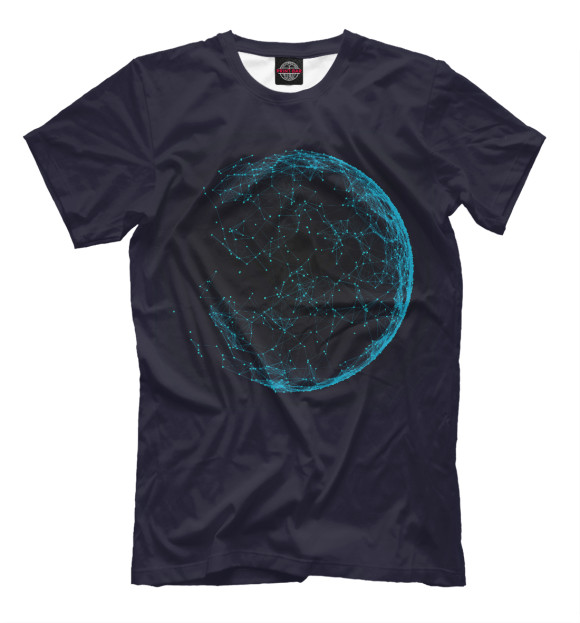 Мужская футболка с изображением Геометрическая планета цвета Черный