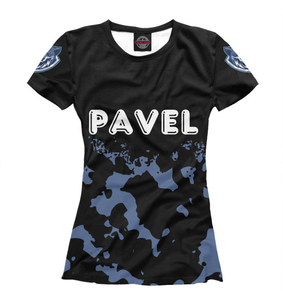 Женская футболка с изображением Pavel - Волк цвета Белый