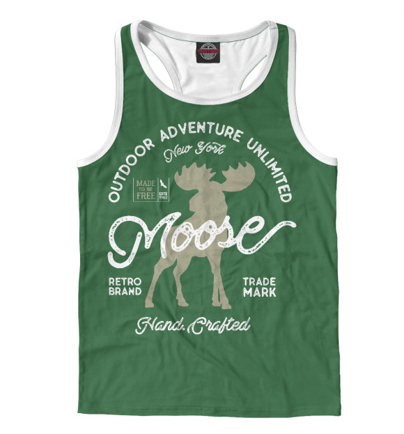 Мужская майка-борцовка с изображением Лось цвета Белый