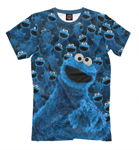 Мужская футболка с изображением Лохматые синие монстры цвета Грязно-голубой
