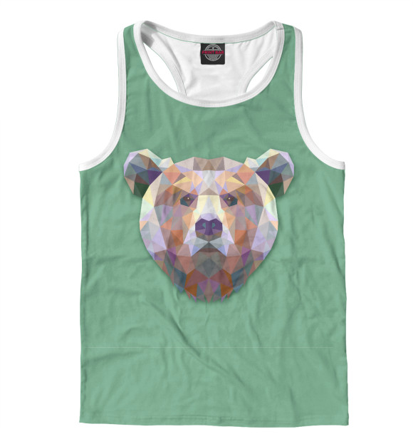 Мужская майка-борцовка с изображением Grizzly цвета Белый