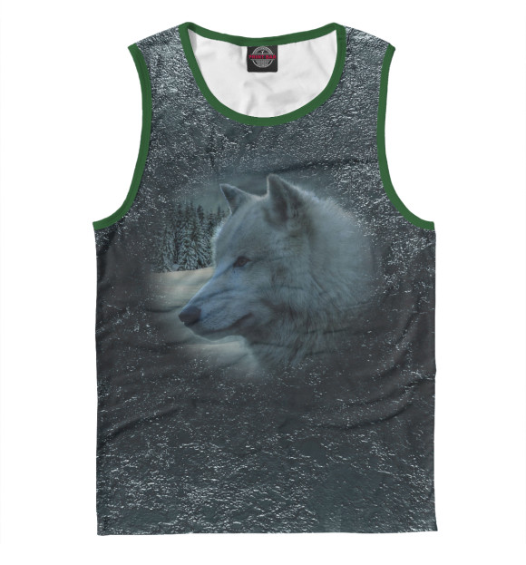 Мужская майка с изображением Волк цвета Белый