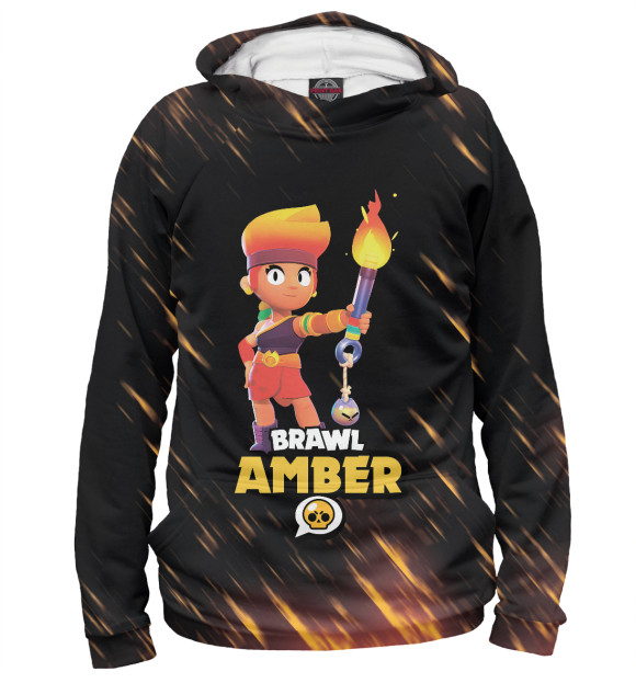 Худи для девочки с изображением BRAWL STARS AMBER цвета Белый