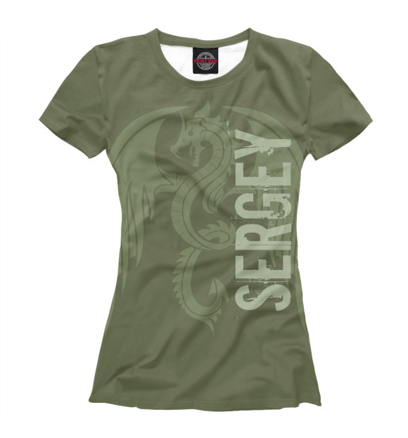 Женская футболка с изображением Сергей и дракон цвета Белый