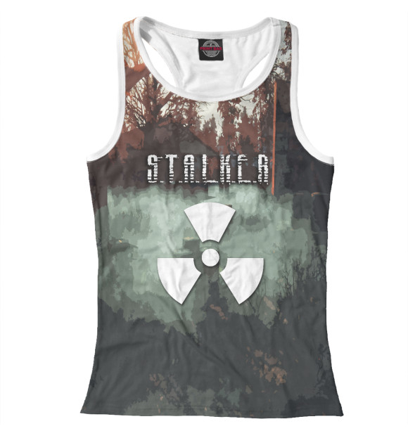 Женская майка-борцовка с изображением STALKER цвета Белый